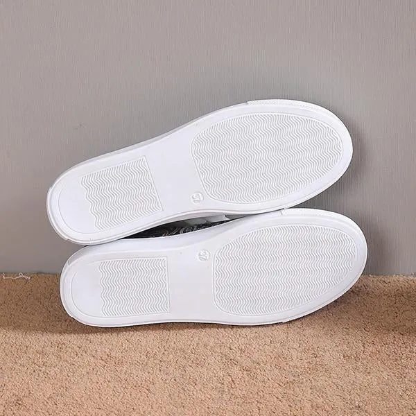 Women's Casual Fashion Printed Lace-Up Canvas Flats 46989564S
