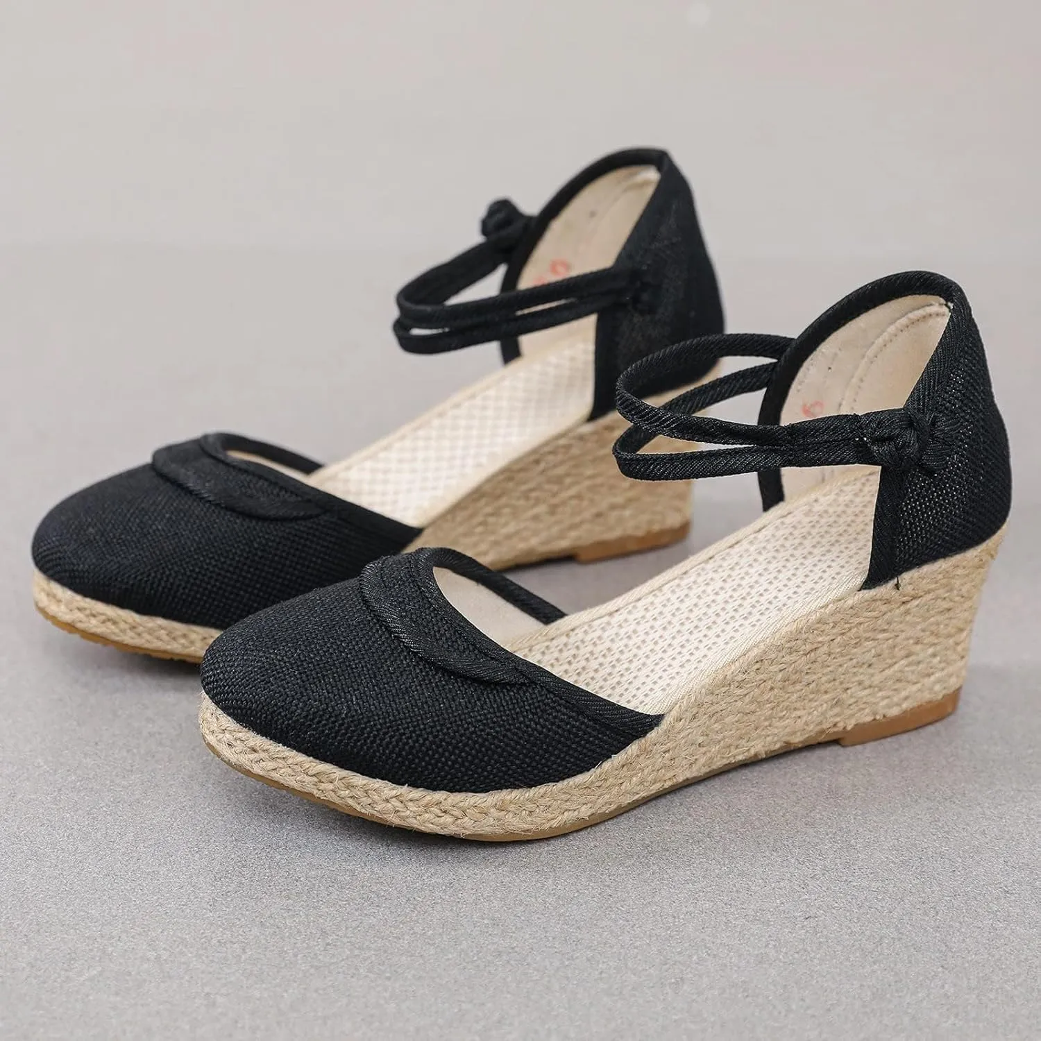 Womens Espadrilles Wedges Sandals Open Toe Platform Ankle Strap Summer Dress Shoes Espadrille Wedge Sandals for Women Dressy