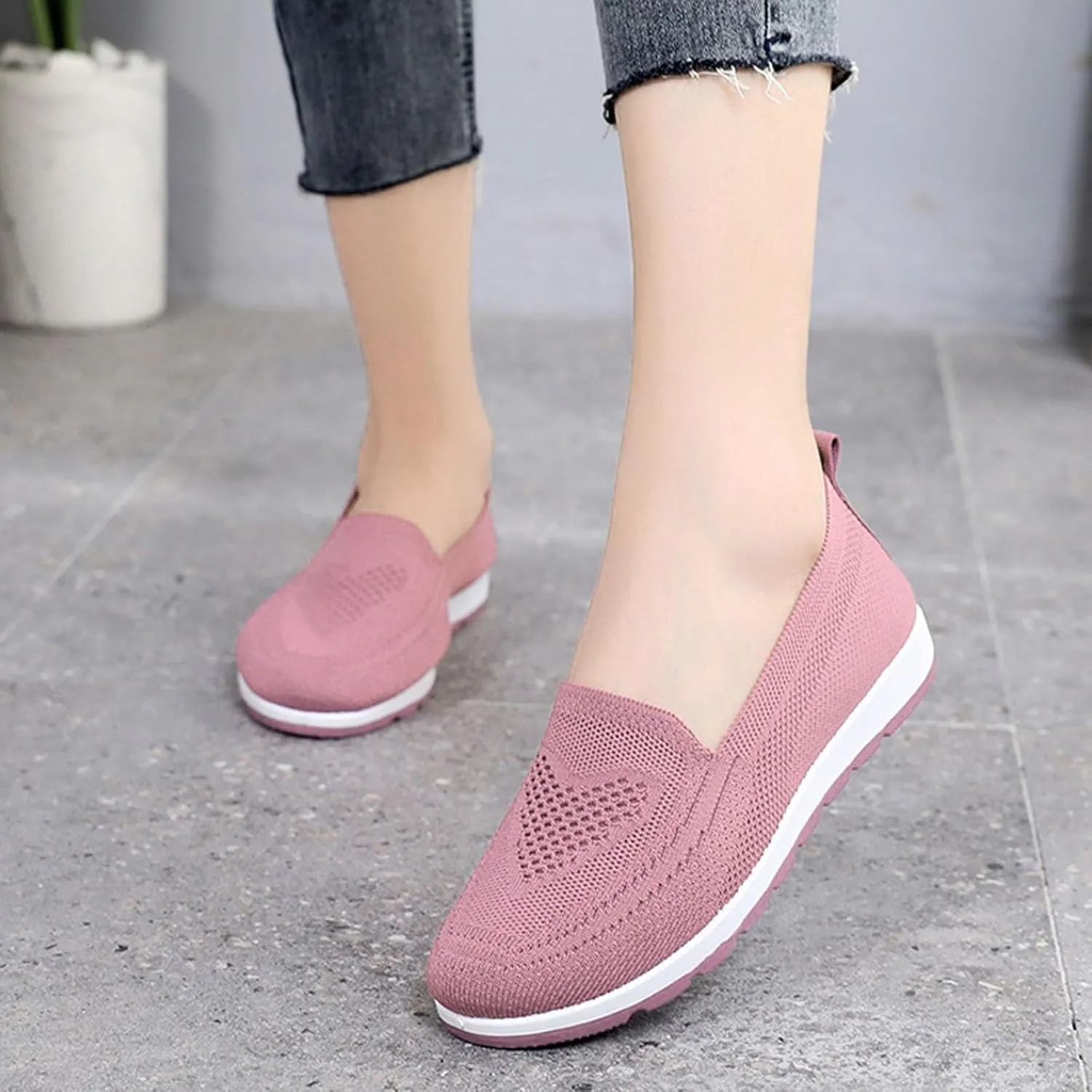 Womens Slip On Walking Shoes Lightweight Comfortable Sneakers Casual Canvas Flats Non Slip Elastic Loafers
