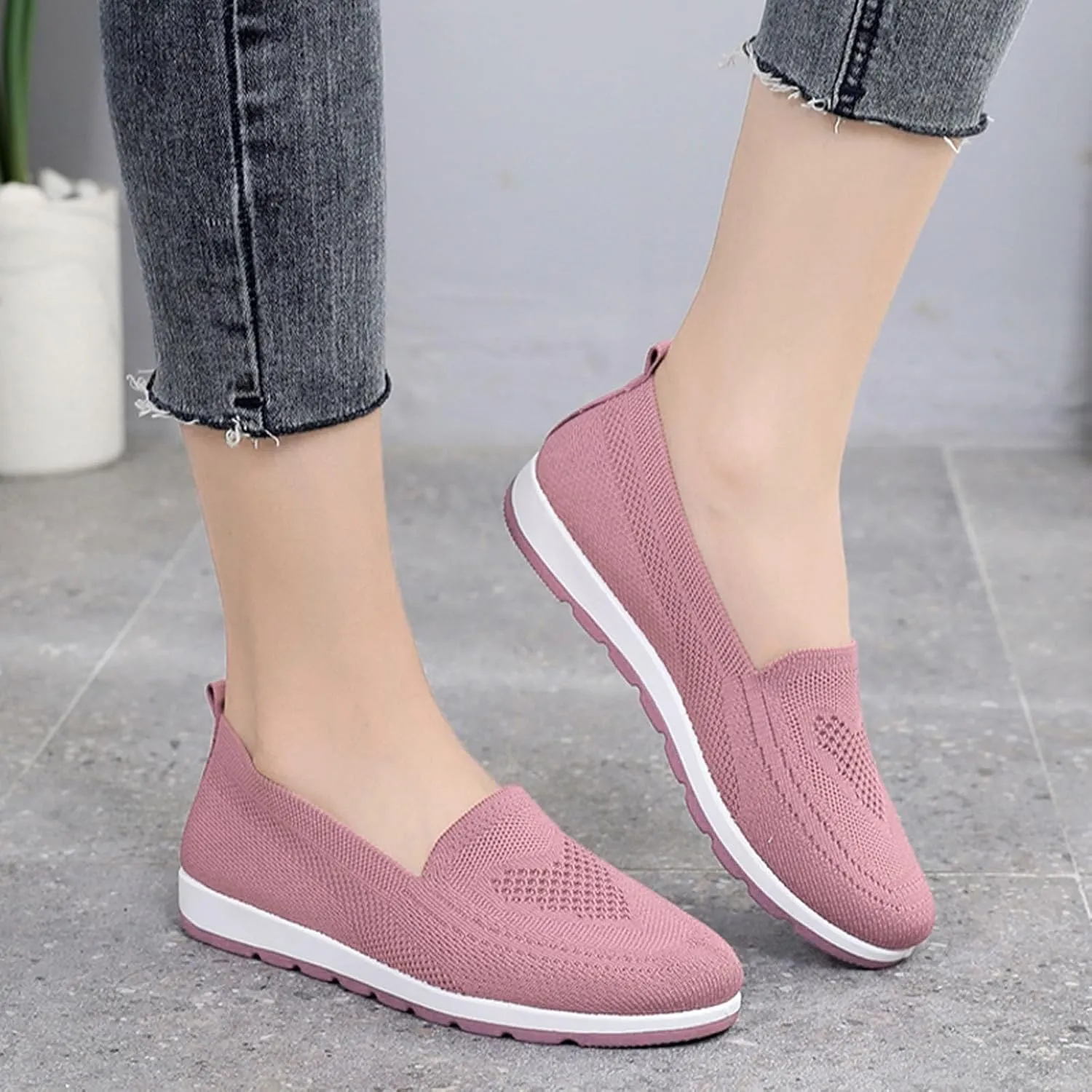 Womens Slip On Walking Shoes Lightweight Comfortable Sneakers Casual Canvas Flats Non Slip Elastic Loafers