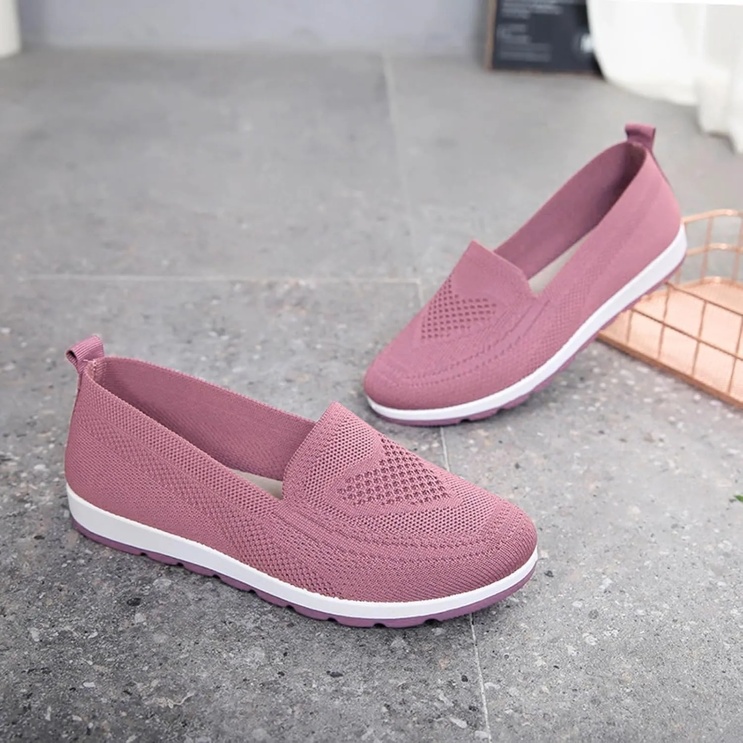 Womens Slip On Walking Shoes Lightweight Comfortable Sneakers Casual Canvas Flats Non Slip Elastic Loafers