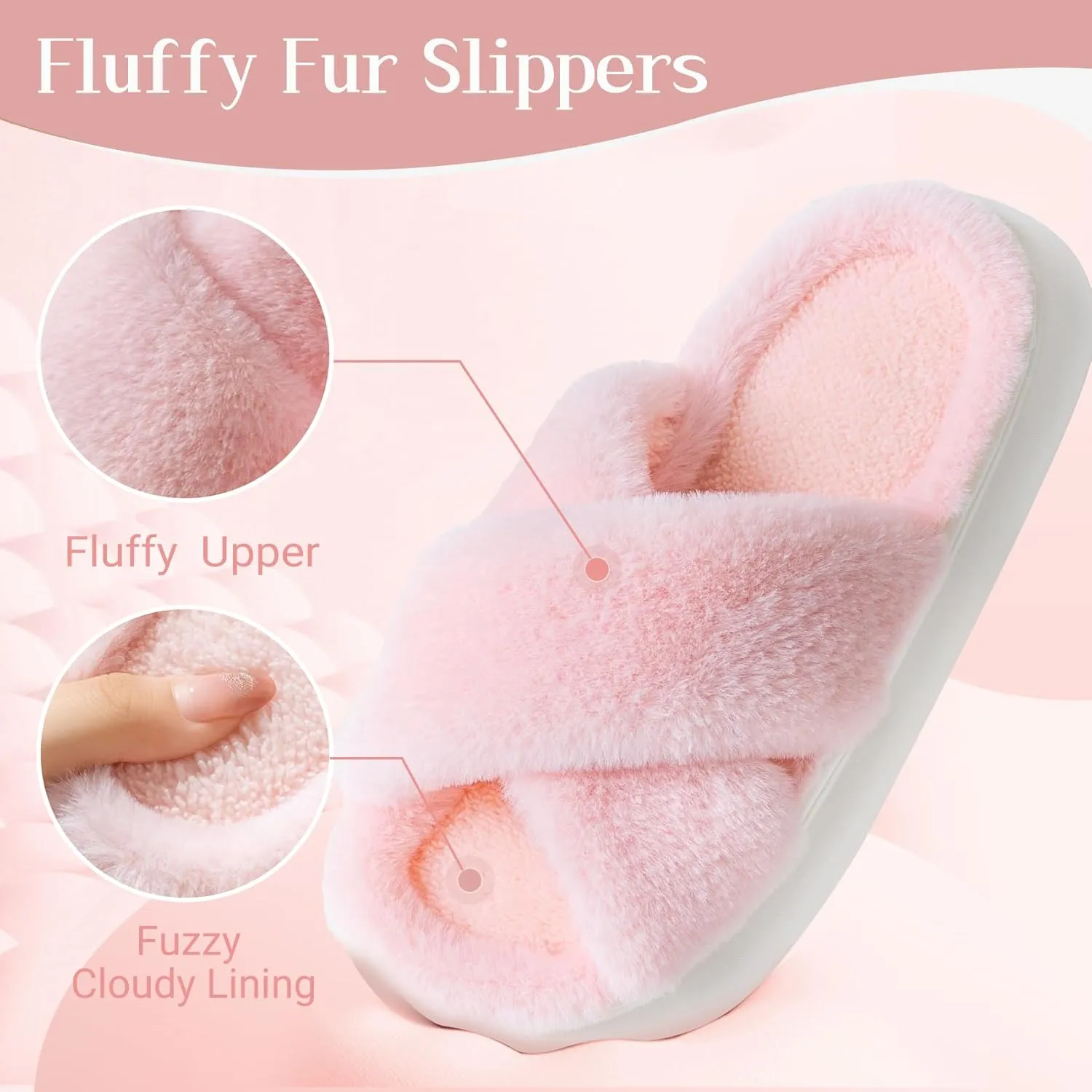 Womens Slippers Fuzzy Slippers House Slippers for Woman Slippers for Women Indoor Fluffy Platform Slippers