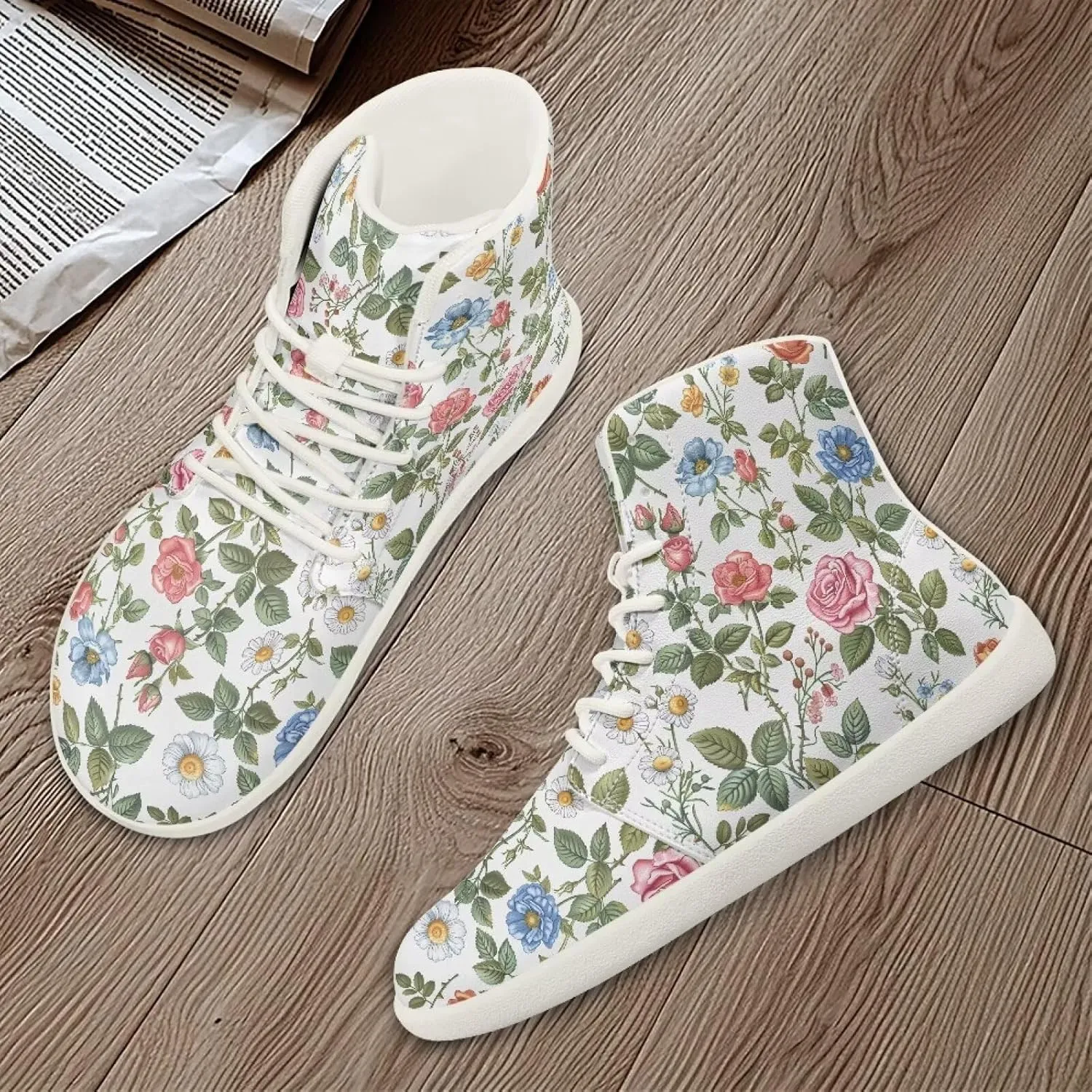 Women's Wide High-top Minimalist Barefoot Sneakers Zero Drop Sole Walking Shoes Outdoor Hiking Shoes Cushioned Ankle Support Size 6-12.5