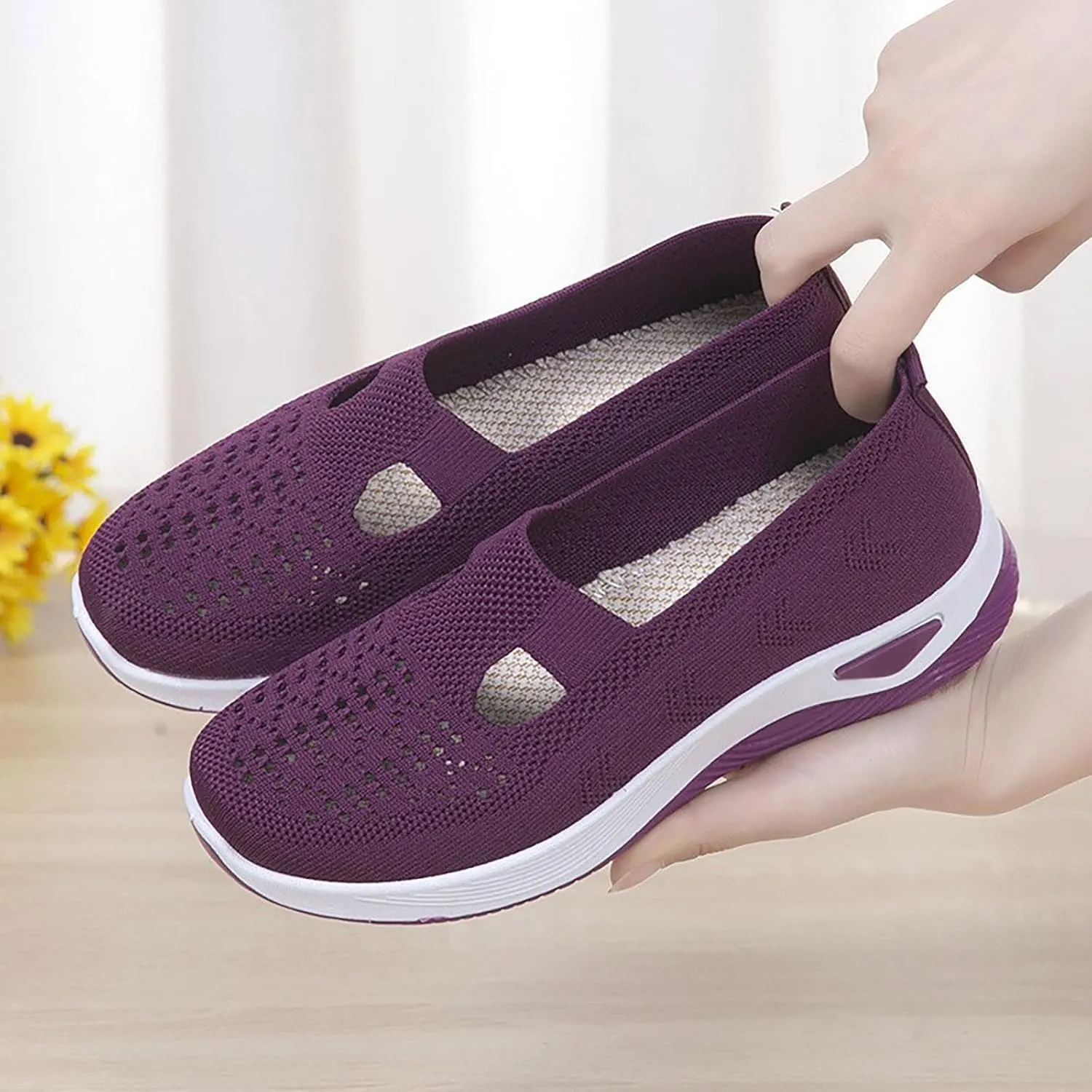 Women's Woven Orthopedic Breathable Soft Shoes Mens Running Shoes Sports Women Shoes Casual Waterproof Sneakers White Tennis Shoe White Loafers
