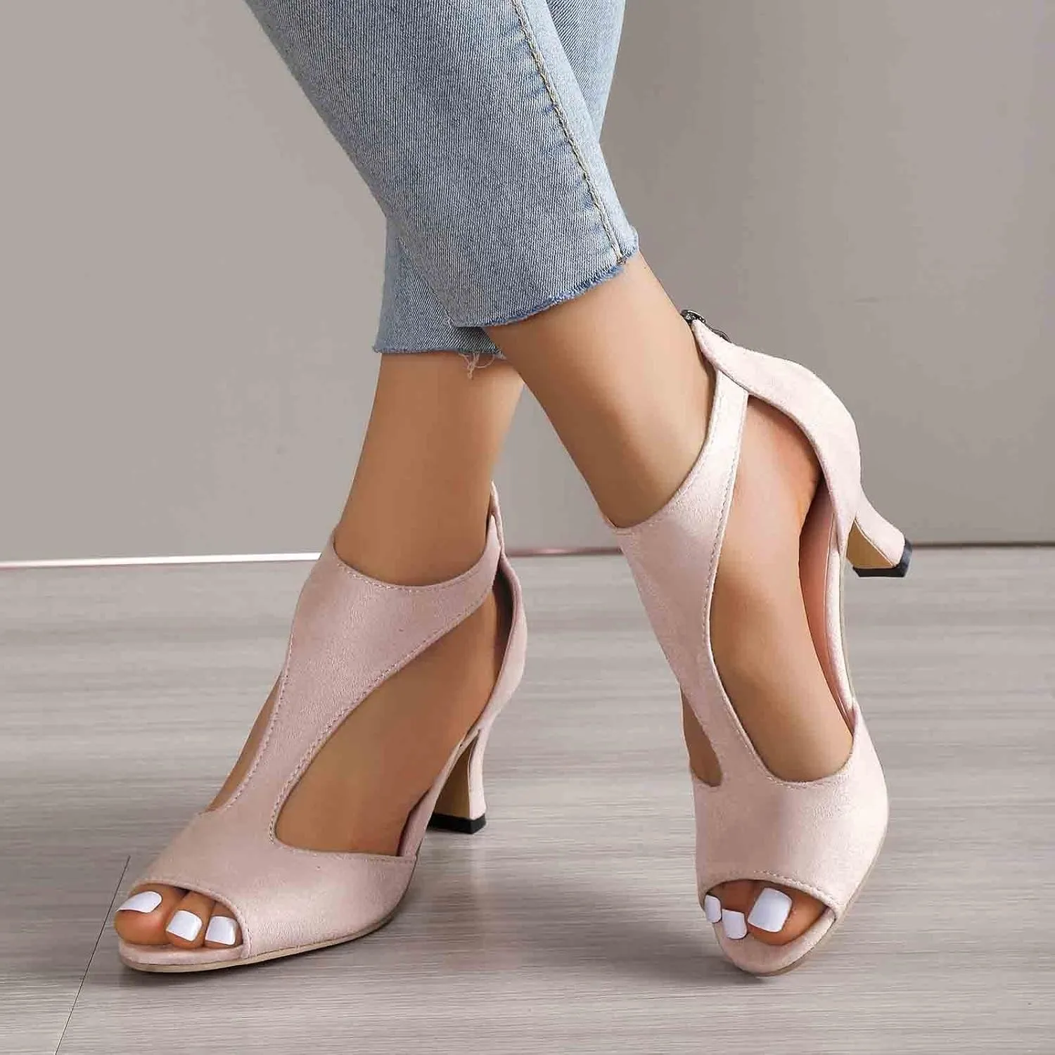 ZBYY Women's Stiletto High Heel Dress Sandals Summer Wedding Party Fashion Peep Toe Cutout Leopard Pump Heeled Sandals