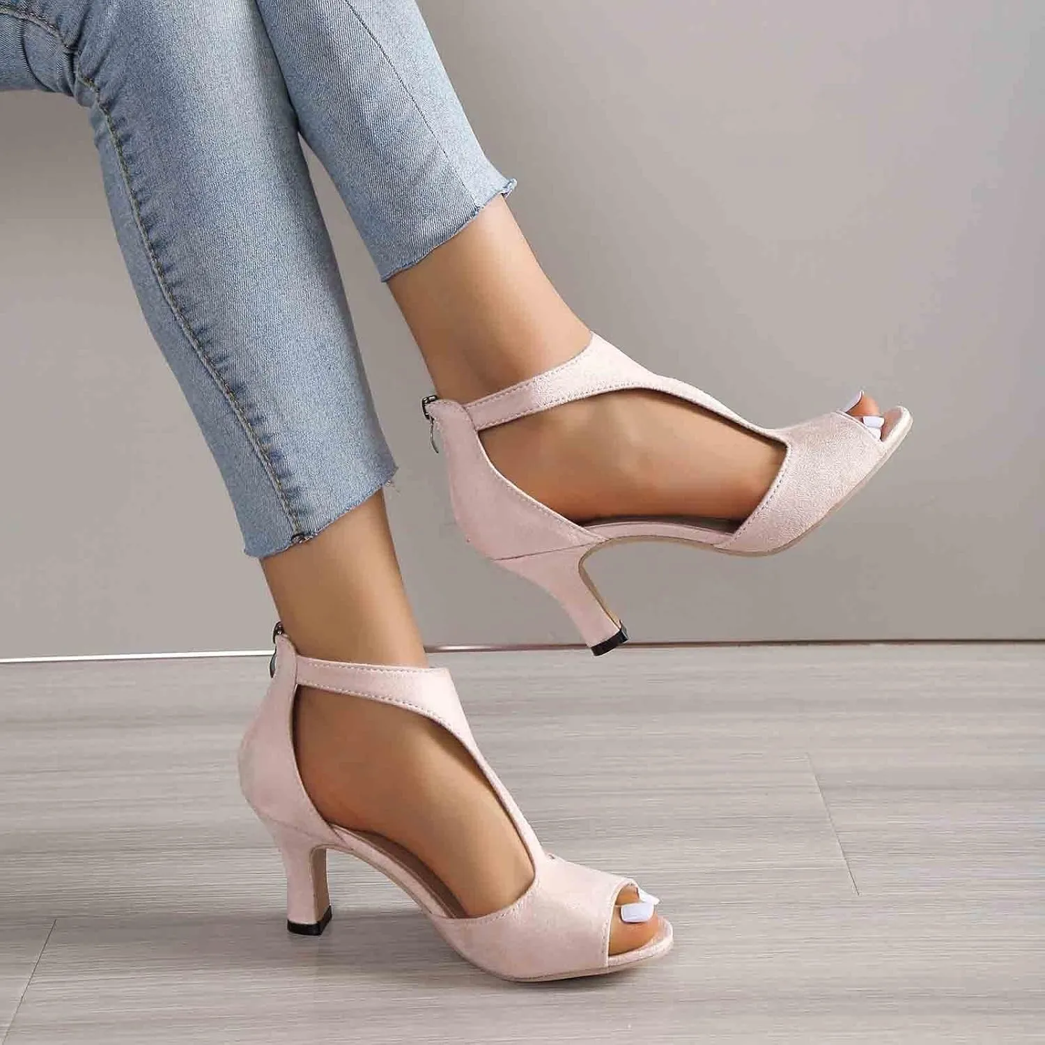 ZBYY Women's Stiletto High Heel Dress Sandals Summer Wedding Party Fashion Peep Toe Cutout Leopard Pump Heeled Sandals