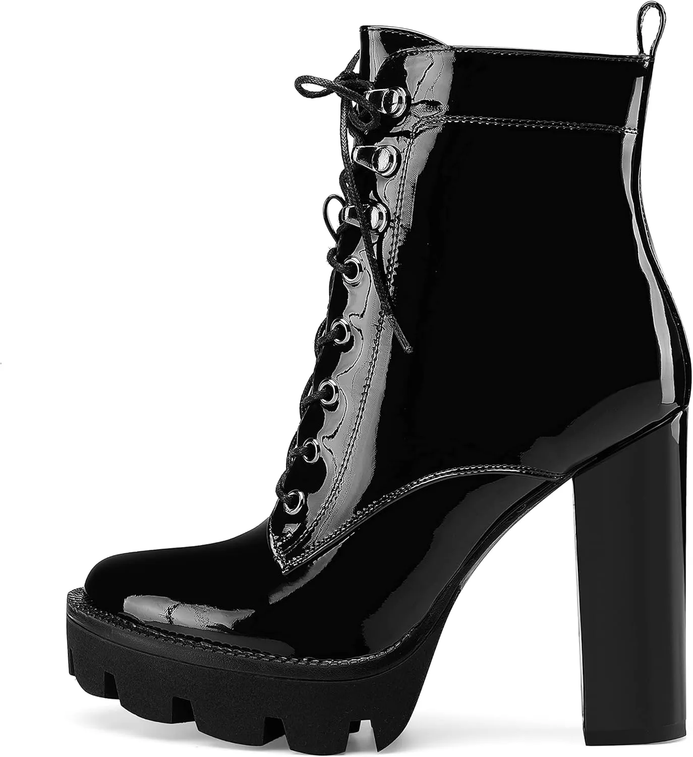 Z.Oufeier Women's Platform Ankle Boots Fashion Chunky Heel Lug Sole Combat Boots Lace Up High Heeled Booties